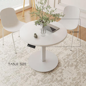 Escritorio de Computadora Ergonómico Moderno Blanco de Una Sola Pata, Ajustable en Altura con un Motor y 3 Etapas, Escritorio Redondo para Computadora - Product Image 4