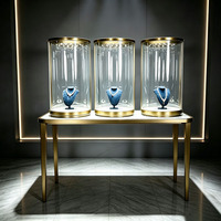 Vitrine à bijoux en verre sur mesure haut de gamme, présentoir sphérique élégant avec éclairage LED, présentoir en acier inoxydable
