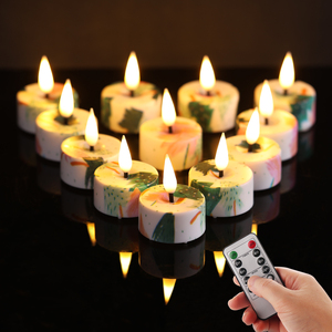 Set Dekorasi Rumah Lampu Teh LED 3D Nyala Api Asli Mermei, 12 Lampu Teh LED - Product Image 3