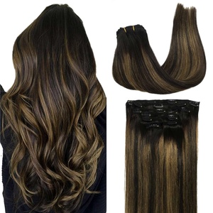Extensions de cheveux chinois vierges Remy de haute qualité, à clips, double épaisseur, sans couture, injectées - Product Image 1