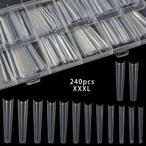 Appuyez sur les ongles en gros produits de beauté 240 pièces boîte 3XL ABS ongles conseils blanc clair Logo personnalisé XXL XXXL conique carré ongles conseils - Product Image 4