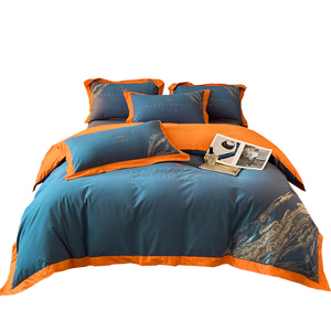 Luxury 180-count Cotton Bedding Set Scenic Pattern Breathable Home Use - Product Image 5