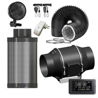 L'ensemble complet de la filtration de l'air combo 402CFM ventilateur de conduit avec contrôleur multifonctionnel ventilateur à clip de filtre à charbon pour tente