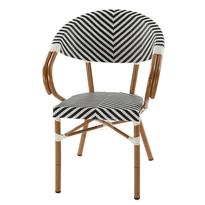 Sedia da Bistrot Francese con Braccioli, Telaio in Alluminio Verniciato a Polvere, <span class=keywords><strong>Tessuto</strong></span> Teslin Resistente alle Intemperie, Impilabile, per Esterni, Hotel, Villa, Parco - Product Image 1