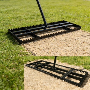 Râteau de nivellement de pelouse VERTAK 2 en 1 à double usage avec côté dentelé, détachable et taille de tête réglable, râteau de nivellement de jardin - Product Image 1