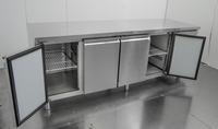 Bar à pizza salade 449L 4 portes pleines sous table de préparation congélateur commercial snack congelé réfrigérateur comptoir