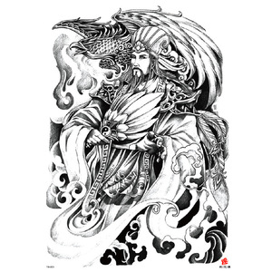 Grandes autocollants de tatouage temporaire pour le dos entier, en papier, à transfert d'eau, motifs animaux, divinités, Geisha, couronne, art corporel - Product Image 5