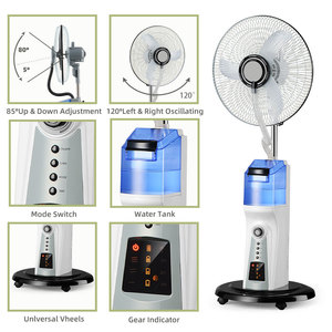 Ventilateur rechargeable de 16 pouces, ventilateur à eau avec réservoir d'eau de 2,1 L, télécommande, oscillation à 3 vitesses, ventilateur <span class=keywords><strong>solaire</strong></span> rechargeable pour la maison - Product Image 3