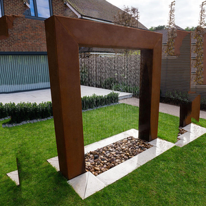 Fontaine d'eau moderne en métal, rectangulaire, pour décoration de jardin extérieur, finition naturelle, montage au sol - Product Image 6