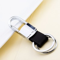 Porte-clés en cuir en alliage de zinc avec logo gravé au laser personnalisé, porte-clés de voiture, cadeau promotionnel d'entreprise, unisexe