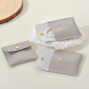 High Quality Microfiber Storage Packaging Bags Flip Press Buckle Design for <b>Magnetic</b> Jewelry Ring Earrings Jewelry Container - Product Image 4