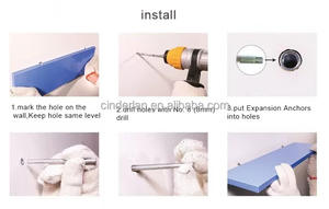 סט סיטונאי של 3 מדפי קיר מתכת צף מדפי עץ מדפי עץ מדפי קיר תעשייתי - Product Image 4