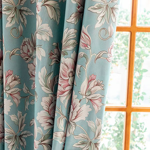 <span class=keywords><strong>Tende</strong></span> trasparenti in poliestere con stampa floreale vintage blu verde acqua americano per soggiorno, camera da letto, decorazioni per la casa - Product Image 4