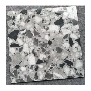 Azulejos de terrazo Baño 60x60 Cerámica Gris claro Brillante Azulejo de piso moderno Azulejos artificiales para piso y paredes - Product Image 3