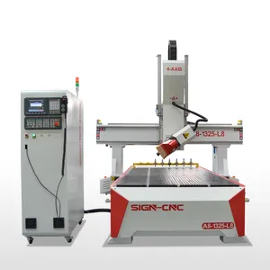 回転スピンドル付き4軸3DカービングウッドCNCルーター1325 Atc家具彫刻機