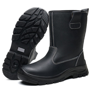 DSF53 <b>Black</b> Leather Safety <b>Work</b> <b>Boots</b> Waterproof Durable Anti Puncture Sole All Seasons Protection - Product Image 1