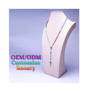Collana rosario Gesù Cristo croce ciondolo collane di cristallo moda multi colore gioielli <span class=keywords><strong>fatti</strong></span> <span class=keywords><strong>a</strong></span> <span class=keywords><strong>mano</strong></span> accettano <span class=keywords><strong>rosari</strong></span> personalizzati - Product Image 1