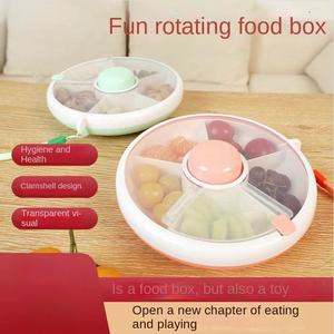 Boîte à collation rotative en gros pour enfants, ensemble de boîtes à bonbons avec couvercle, plateau de service portable, assiette à graines de melon, boîtes de rangement - Product Image 3