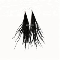 Boucles d'oreilles pour femmes personnalisées en gros en vrac vintage faites à la main bohème bohème long pompon véritable plume goutte pendante cerceau fin à la mode