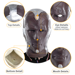 Halloween Cosplay Superhéroe Visión Máscara de látex <span class=keywords><strong>Marvel</strong></span> Headgear Casco Spiderman Hulk Iron Man Máscara - Product Image 4