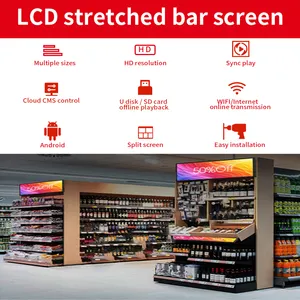 Advertising Bus Screen 28 Inch Bar Strip Multi LCD Display Digital Signage Shelf Ultra-Wide Advertising LCD Player