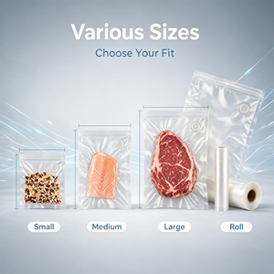 Food Grade Vacuum Zipper <b>Bags</b> Transparent BPA Free Resealable Plastic Pouches for Meat Dry Food Storage - Product Image 2