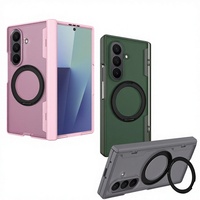 Étui pour Samsung Galaxy Z Fold 6/7 [Hybride TPU+PC] avec chargement magnétique, béquille métallique et protection intégrale de la charnière, protection d'écran