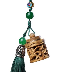 Pendentif d'encens en bois de santal style antique 3,1x2,1cm, diffuseur de voiture creux, porte-clés, ornement chinois décoratif - Product Image 5