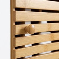 Étagère murale flottante 3-en-1 en bambou pour salle de bain avec barre de suspension pour épices de cuisine et produits de buanderie
