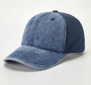 Wholesale in Stock Vintage Hats Custom Logo Tight <b>Mesh</b> Baseball Cap <b>Net</b> Washed Baseball Cap - Product Image 5