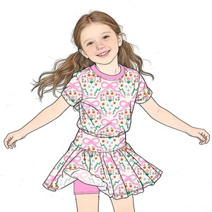 <span class=keywords><strong>Abito</strong></span> da <span class=keywords><strong>Principessa</strong></span> per <span class=keywords><strong>Bambina</strong></span> di Alta Qualità con Stampa Floreale, Vestito Estivo con Maniche a Sbuffo per Feste Casual - Product Image 4