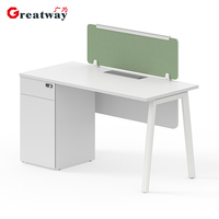 Poste de travail professionnel individuel pour bureau linéaire avec armoire de rangement gauche et plateau de table en MFC – Table de personnel