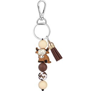 Porte-clés Vache des Highlands, Porte-clés en silicone mignon en forme d'animal, Cadeaux et souvenirs de fête Vache des Highlands pour femmes et hommes, Cadeaux pour voiture - Product Image 1