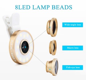 <span class=keywords><strong>Selfie</strong></span> de beauté 6 en <span class=keywords><strong>1</strong></span> 53 LEDs Clip de lumière de remplissage LED rechargeable sur objectif macro grand Angle pour appareil photo de téléphone portable - Product Image 4