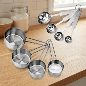 MIINOX Eco-Friendly Stainless Steel 4-Piece <b>Measuring</b> <b>Cups</b> and Spoons Set with Silver Plating and Mirror Polish - Product Image 3