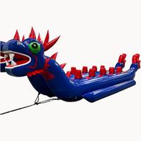 Bateau banane gonflable double bleu foncé pour sports nautiques, jeu aquatique amusant, bateau dragon flottant, jouet gonflable tractable pour l'eau