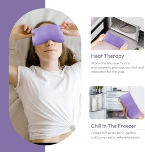 Masque oculaire lesté à la lavande avec housse lavable, compresses chaudes et froides micro-ondables pour le sommeil, le <span class=keywords><strong>yoga</strong></span>, la méditation, la relaxation, logo personnalisé - Product Image 4
