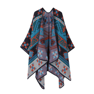 Ingrosso stile retrò azteco geometrico motivo Jacquard Cashmere foulard abbigliamento <span class=keywords><strong>esterno</strong></span> invernale caldo di lana spessa da donna - Product Image 6