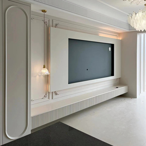 Mobile <span class=keywords><strong>TV</strong></span> a Parete Integrato Modulare con <span class=keywords><strong>Dimensioni</strong></span> Personalizzabili - Arredamento da Soggiorno in Legno Ecologico e Resistente - Product Image 1