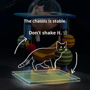 고양이 등반 프레임 스크래치 보드 사이잘삼 친환경 현대 80cm 별이 빛나는 하늘 우주 캡슐 고양이 침대 가정 사용 작은 상자 - Product Image 2