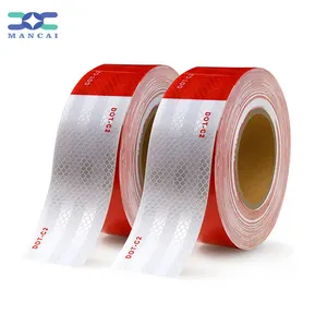 MANCAI 2 Inch X 200 Feet DOT-C2 Reflective Outdoor Safety Tape Red White Dot Reflective Tape For Vehicles Trailer