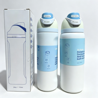 Bouteille d'eau isotherme sous vide en acier inoxydable de 24 oz sans BPA avec paille intégrée, personnalisable avec logo Owala, idéale pour les cadeaux d'entreprise