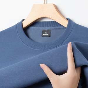 Suéter pesado de 320g para <span class=keywords><strong>hombre</strong></span>, cuello redondo de algodón puro de alta calidad, cuello alto, <span class=keywords><strong>camisa</strong></span> Base informal, patrón sólido para primavera Otoño, niños y hombres - Product Image 3