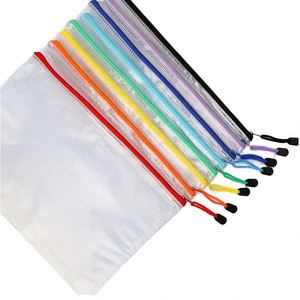 Multi-purpose Contract <b>File</b> <b>Folder</b> PVC Clear Mesh Bags with Zipper Nylon Document Pouch Travel Storage <b>File</b> Organizer A4 Size - Product Image 1
