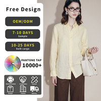 Chemise jaune au style minimaliste et élégant pour femme, avec une touche de luxe, coupe ample et amincissante, haut polyvalent à manches longues