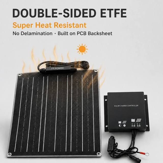 2026 New ETFE Flexible Solar Panel Kit 18W 25W Waterproof with Controller Cable for Caravan Camper Truck 12V Battery Maintainer