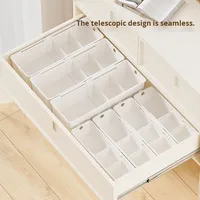 Boîte de rangement à tiroirs rectangulaire en PP, séparateur réglable rétractable, empilable, capacité de 1 L, pour ustensiles de cuisine, cosmétiques de bureau