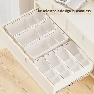 PP Rectangle Drawer <strong>Storage</strong> <strong>Box</strong> Retractable Adjustable Divider <strong>Stackable</strong> 1L Capacity for Kitchen Utensils Desktop Cosmetics - Product Image 6