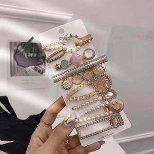BELLEWORLD-Pinzas para el pelo para niña y mujer, pinzas para el conjunto de 10 pelo con forma de estrella de mar redonda y cuadrada, perlas de diseño más nuevo, Coreano de lujo - Product Image 6