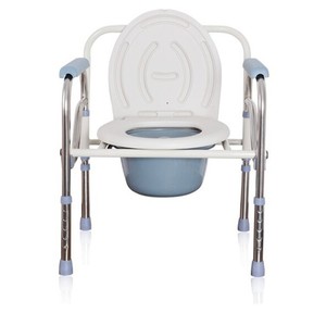 Silla de inodoro plegable, taburete de acero para inodoro, para personas mayores, diseño minimalista blanco - Product Image 3